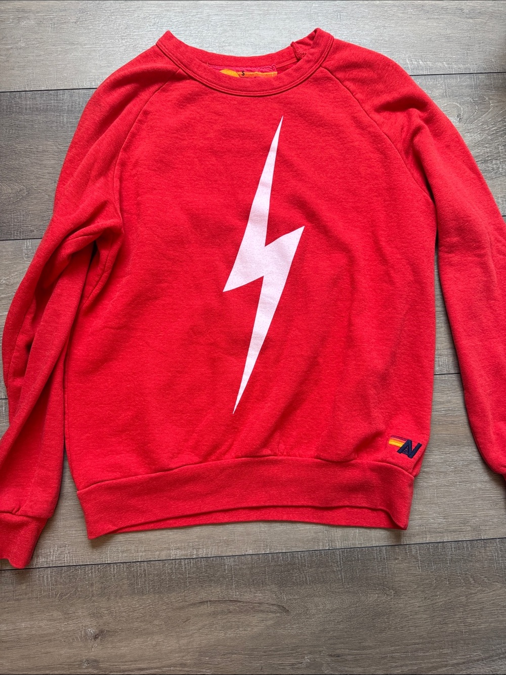 Aviator Nation Red Lightning Bolt Crewneck Sweatshirt